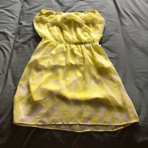 Express Bright Yellow Strapless Dress